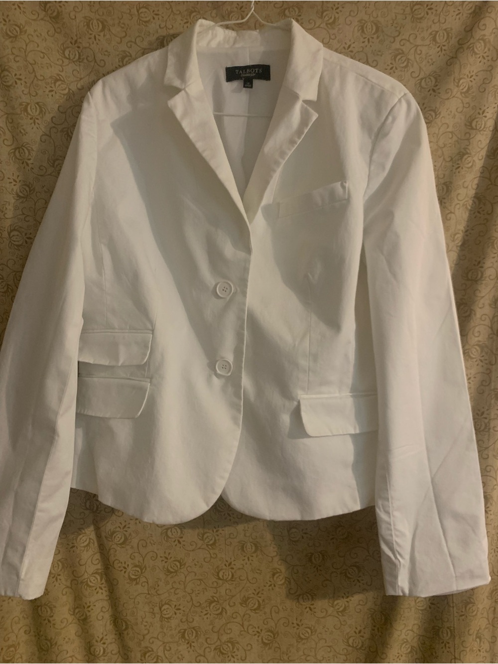 Talbots Cream White Women's Two-Button Lined Tailored Blazer